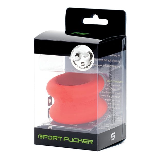 Sport Fucker - Muscle Ball Stretcher Cock Ring (Red) Rubber Cock Ring (Non Vibration) 626135358 CherryAffairs