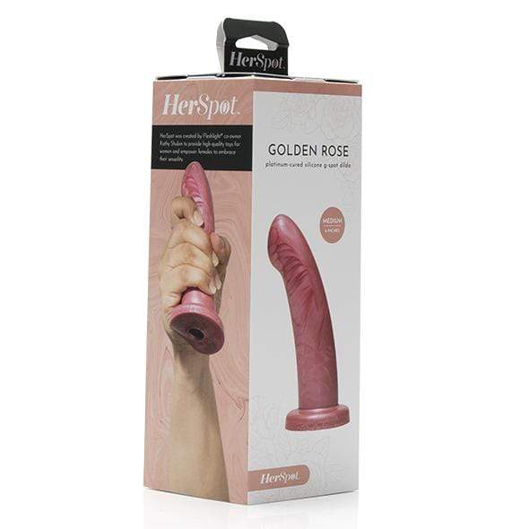 Fleshlight - Her Spot Platinum Cured Silicone G Spot Dildo Medium (Golden Rose) G Spot Dildo (Non Vibration) 810476010607 CherryAffairs