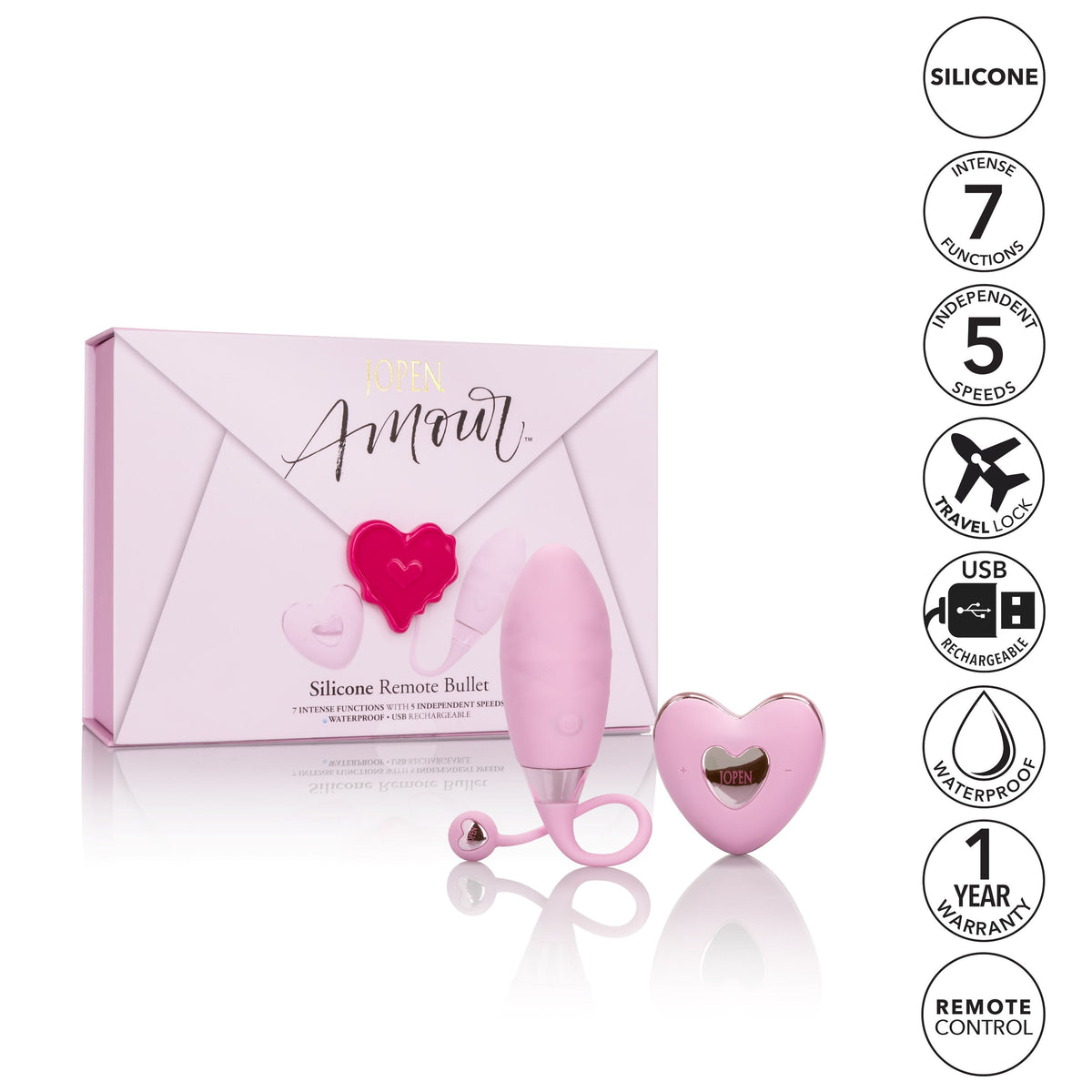 Calexotics - Amour Silicone Remote Egg Bullet Vibrator (Pink) - Pink - Wireless Remote Control Egg (Vibration)