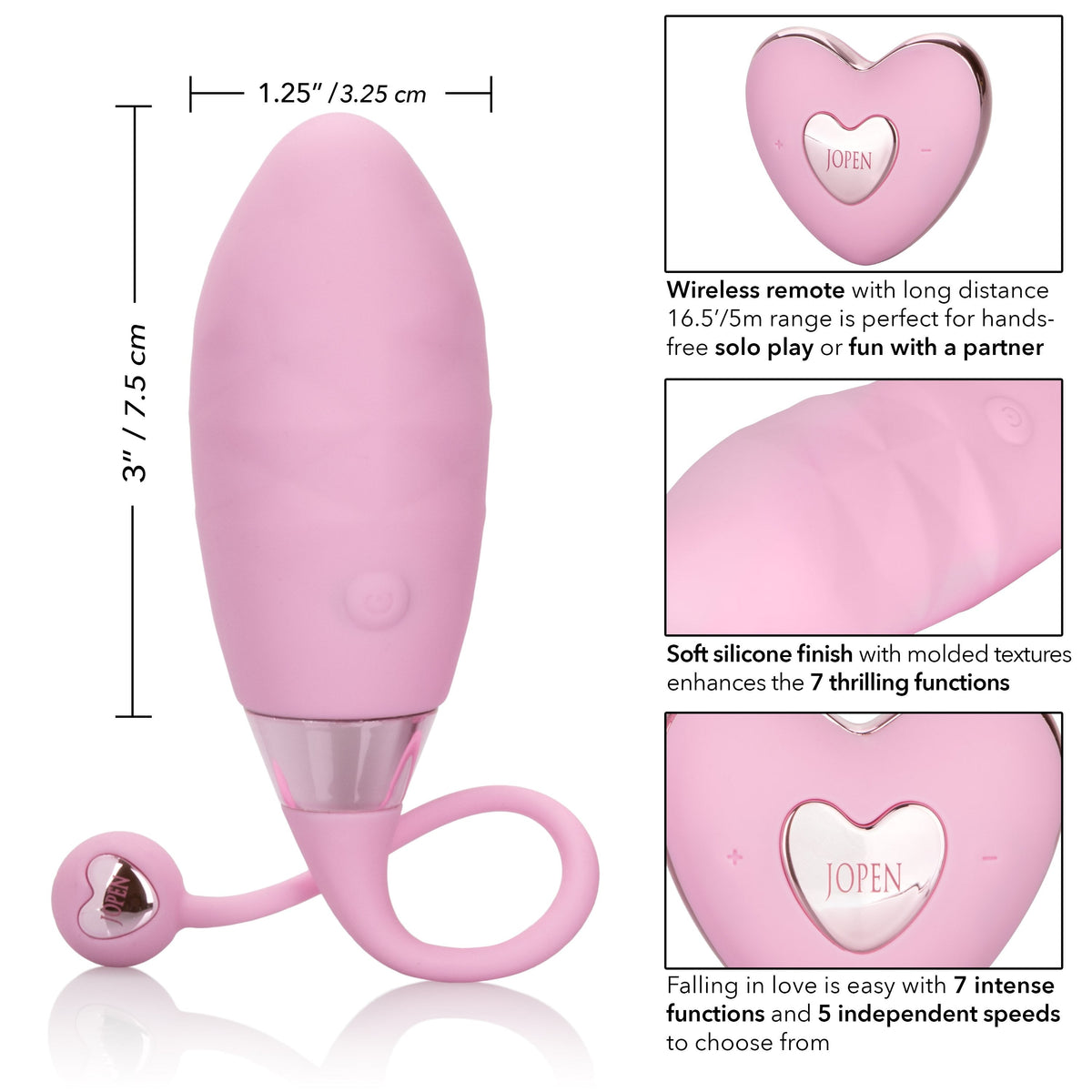 Calexotics - Amour Silicone Remote Egg Bullet Vibrator (Pink) - Pink - Wireless Remote Control Egg (Vibration)