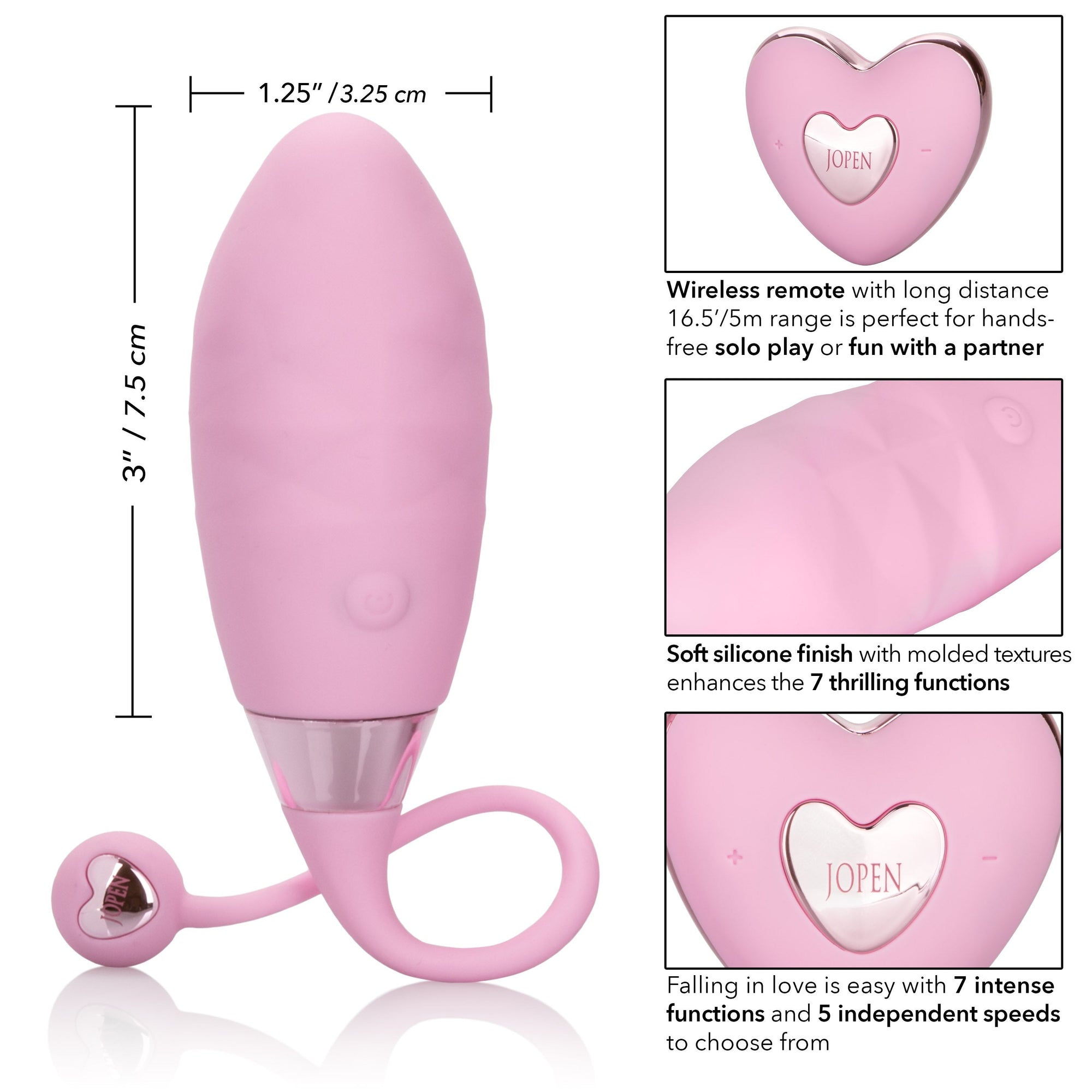 Calexotics - Amour Silicone Remote Egg Bullet Vibrator (Pink) - Pink - Wireless Remote Control Egg (Vibration)