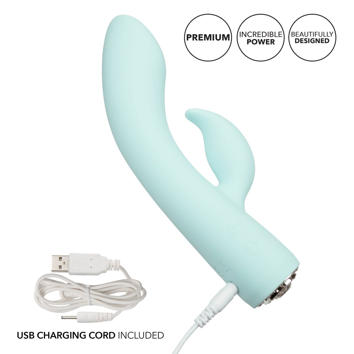 Calexotics - Pave Silicone Rabbit Vibrator Marilyn (Blue) - Blue - Rabbit Dildo (Vibration) Rechargeable