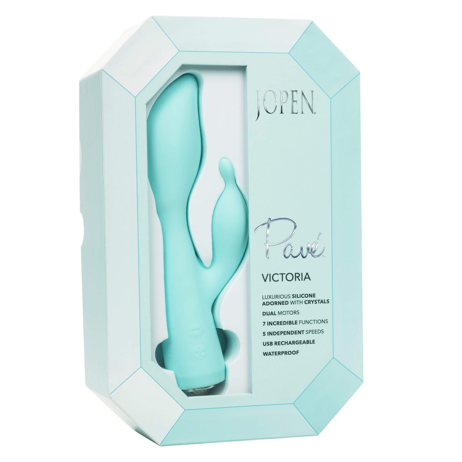 Jopen - Pave Silicone Rabbit Vibrator Victoria (Blue) Rabbit Dildo (Vibration) Rechargeable 815768012949 CherryAffairs