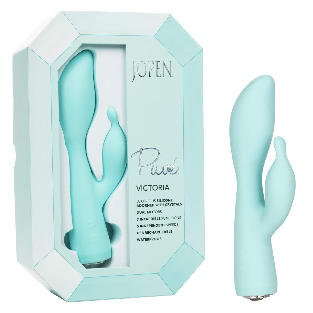 Jopen - Pave Silicone Rabbit Vibrator Victoria (Blue) Rabbit Dildo (Vibration) Rechargeable 815768012949 CherryAffairs