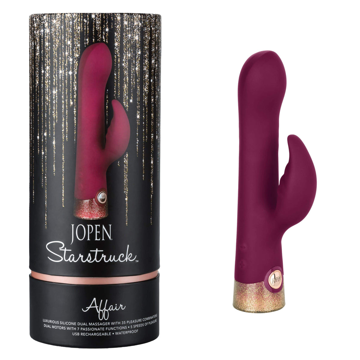 California Exotics - Jopen Starstruck Affair Luxurious Silicone Rabbit Massager (Red) Rabbit Dildo (Vibration) Rechargeable 815768012987 CherryAffairs