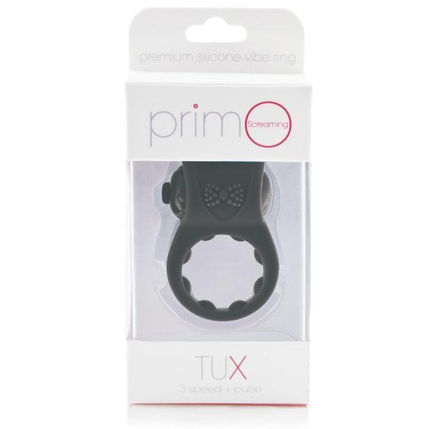 TheScreamingO - PrimO Tux Premium Silicone Vibrating Cock Ring (Black) Silicone Cock Ring (Vibration) Non Rechargeable Singapore