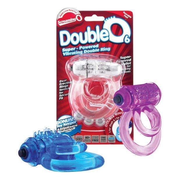 TheScreamingO - Double O 6 Super Powered Vibrating Cock Ring (Blue) Rubber Cock Ring (Vibration) Non Rechargeable 817483010613 CherryAffairs
