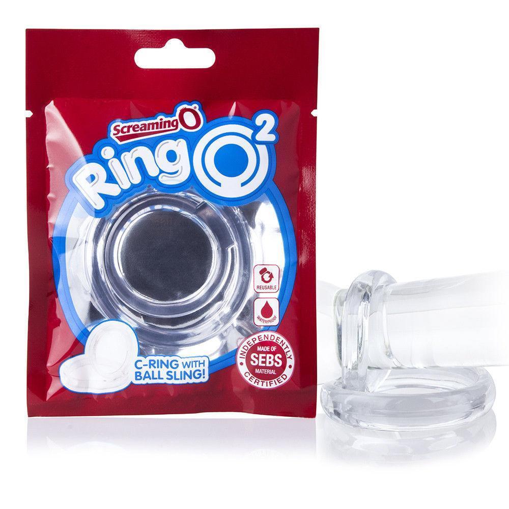 TheScreamingO - RingO2 Rubber Cock Ring with Ball Sling (Clear) Rubber Cock Ring (Non Vibration) Singapore