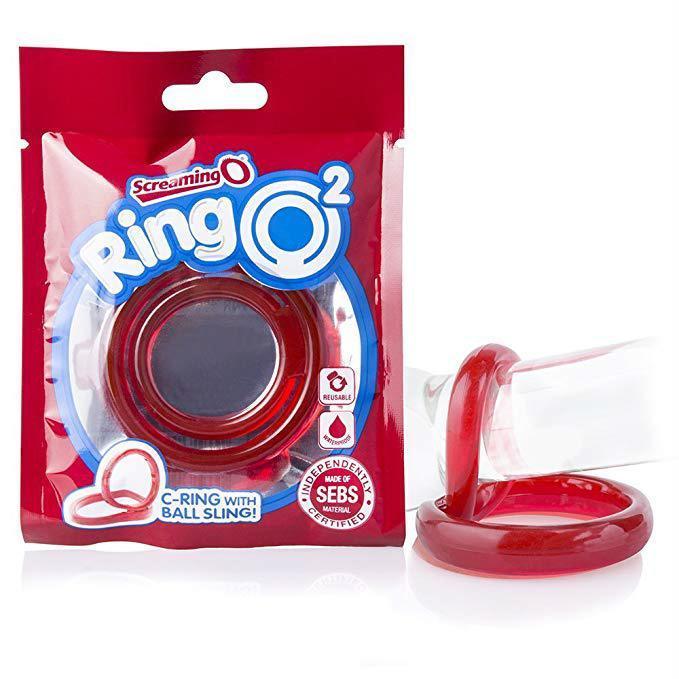 TheScreamingO - RingO2 Rubber Cock Ring with Ball Sling (Red) Rubber Cock Ring (Non Vibration) Singapore