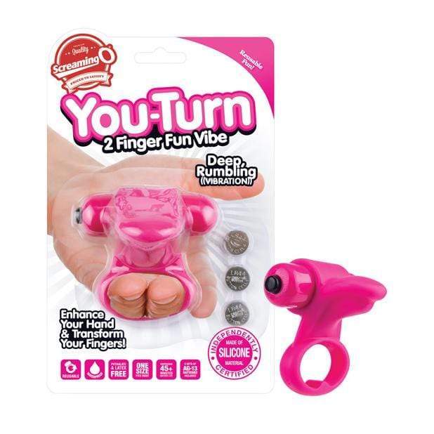 TheScreamingO - You Turn 2 Finger Fun Vibe Cock Ring (Pink) Rubber Cock Ring (Vibration) Non Rechargeable 817483012020 CherryAffairs