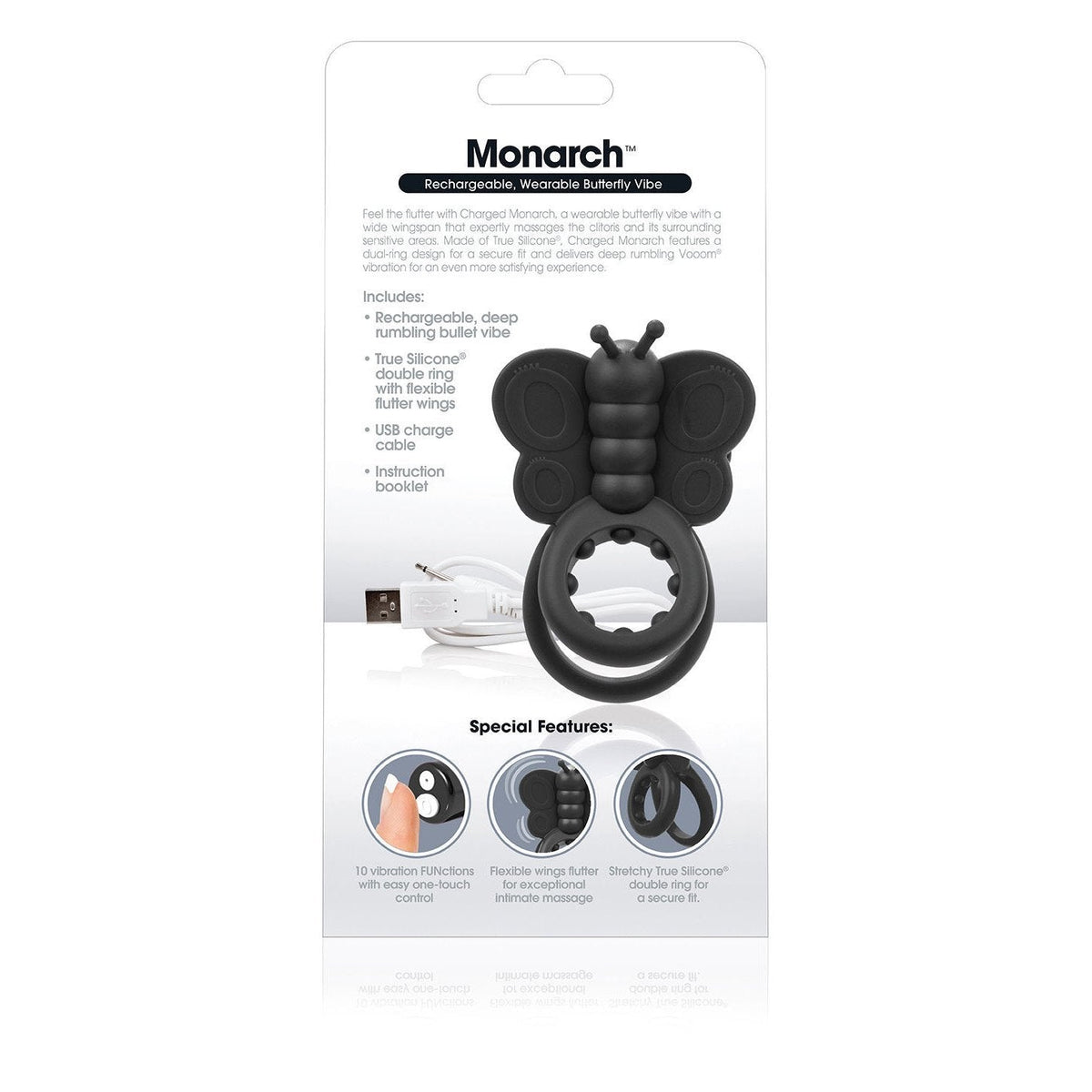 TheScreamingO - Charged Monarch Rechargeable Butterfly Cock Ring (Black) Silicone Cock Ring (Vibration) Rechargeable Singapore