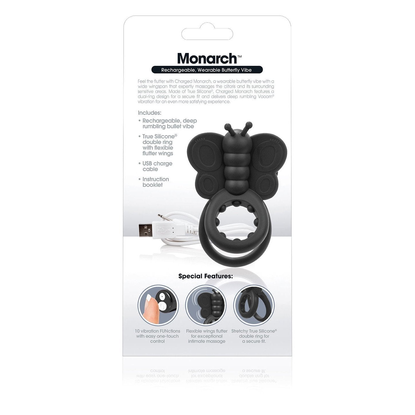 TheScreamingO - Charged Monarch Rechargeable Butterfly Cock Ring (Black) Silicone Cock Ring (Vibration) Rechargeable Singapore