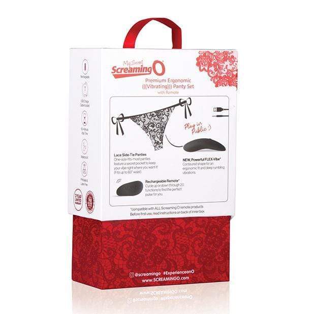 TheScreamingO - My Secret Premium Ergonomic Vibrating Remote Panty Set (Black) Panties Massager Remote Control (Vibration) Rechargeable 817483014222 CherryAffairs