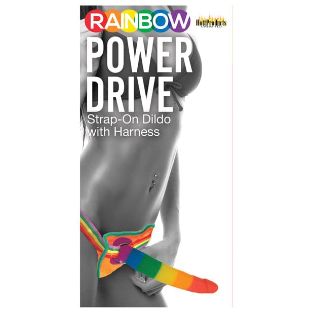 Hott Products - Rainbow Power Driver Strap On Dildo with Harness 7" (Multi Colour) Strap On with Dildo for Reverse Insertion (Non Vibration) 818631032488 CherryAffairs