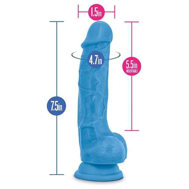 Blush Novelties - Neo Dual Density Realistic Cock with Balls 7.5" (Blue) Realistic Dildo with suction cup (Non Vibration) 819835021537 CherryAffairs