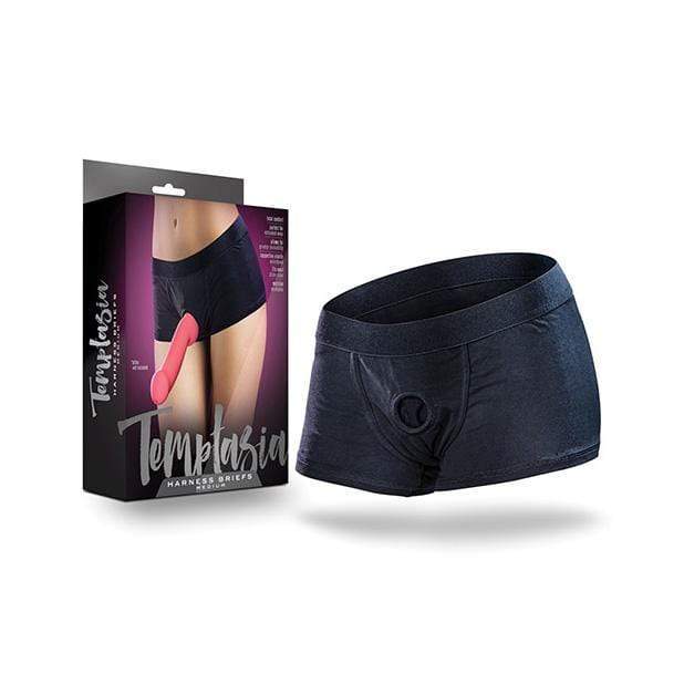Blush Novelties - Temptasia Strap On Harness Briefs M (Black) Strap On w/o Dildo Durio Asia