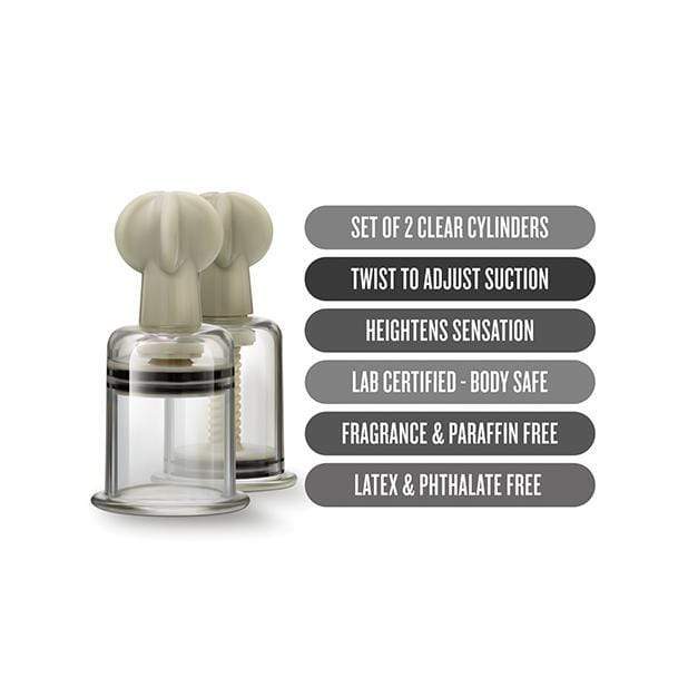 Blush Novelties - Temptasia Clit and Nipple Large Twist Suckers Set of 2 (Clear) Nipple Pumps (Non Vibration) 819835024187 CherryAffairs