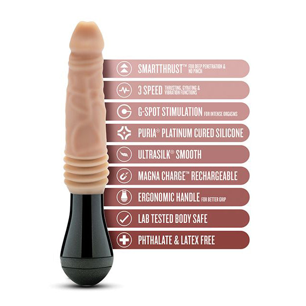 Blush Novelties - DrSkin Silicone Dr Knight Thrusting Gyrating Vibrating Dildo (Beige) - Beige - Realistic Dildo