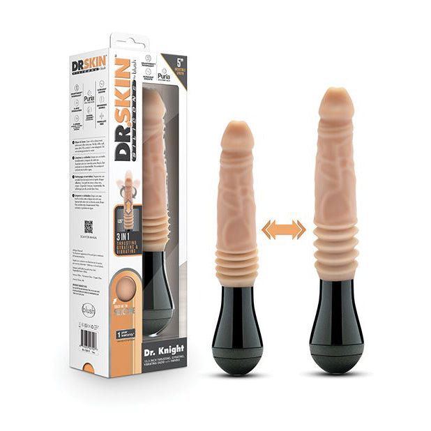 Blush Novelties - DrSkin Silicone Dr Knight Thrusting Gyrating Vibrating Dildo (Beige) - Beige - Realistic Dildo