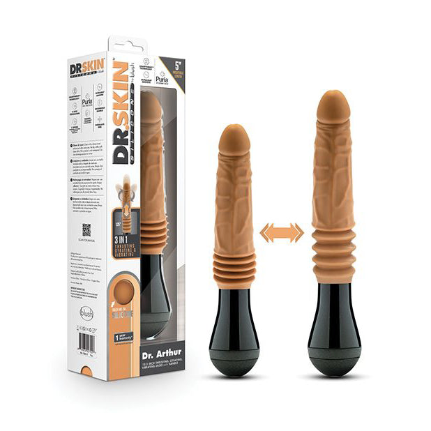 Blush Novelties - Dr Skin Silicone Dr Arthur Thrusting Gyrating Vibrating Dildo (Brown) - Brown - Realistic Dildo