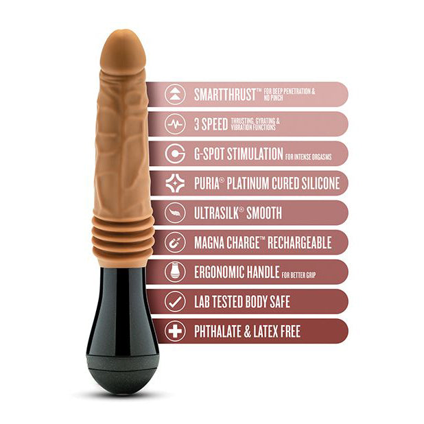 Blush Novelties - Dr Skin Silicone Dr Arthur Thrusting Gyrating Vibrating Dildo (Brown) - Brown - Realistic Dildo