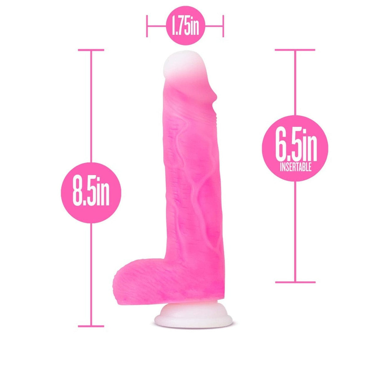 Blush Novelties - Neo Elite Roxy 360 Degree Gyrating Vibrating Realistic Dildo with Balls 8.5" (Pink) Realistic Dildo with suction cup (Vibration) Rechargeable 622626571 CherryAffairs
