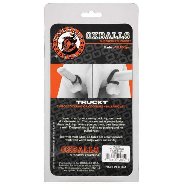 Oxballs - TruckT Cock & Ball Ring Set Pack of 2 (Black) Rubber Cock Ring (Non Vibration)