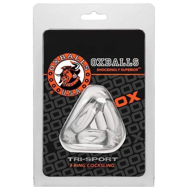 Oxballs - Atomic Jock Tri Sport 3 Ring Sling Cock Ring (Clear) Cock Sleeves (Non Vibration) 840215114341 CherryAffairs