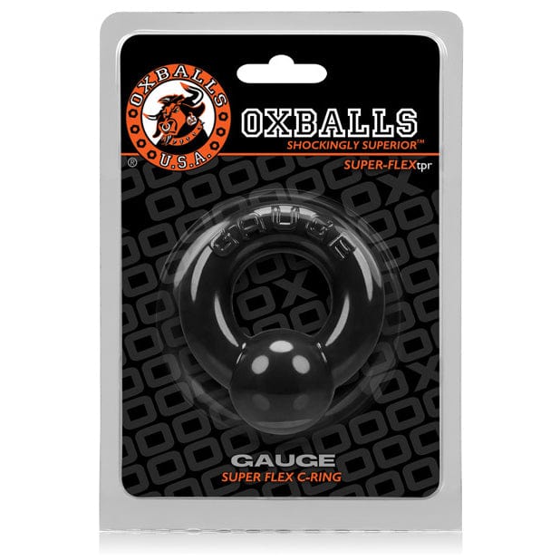 Oxballs - Gauge Super Flex Cock Ring (Black) Rubber Cock Cage (Non Vibration) 840215119247 CherryAffairs