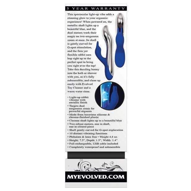 Evolved - Bunny Bright Light Up Metallic Vibrator (Blue) Rabbit Dildo (Vibration) Rechargeable 844477011868 CherryAffairs