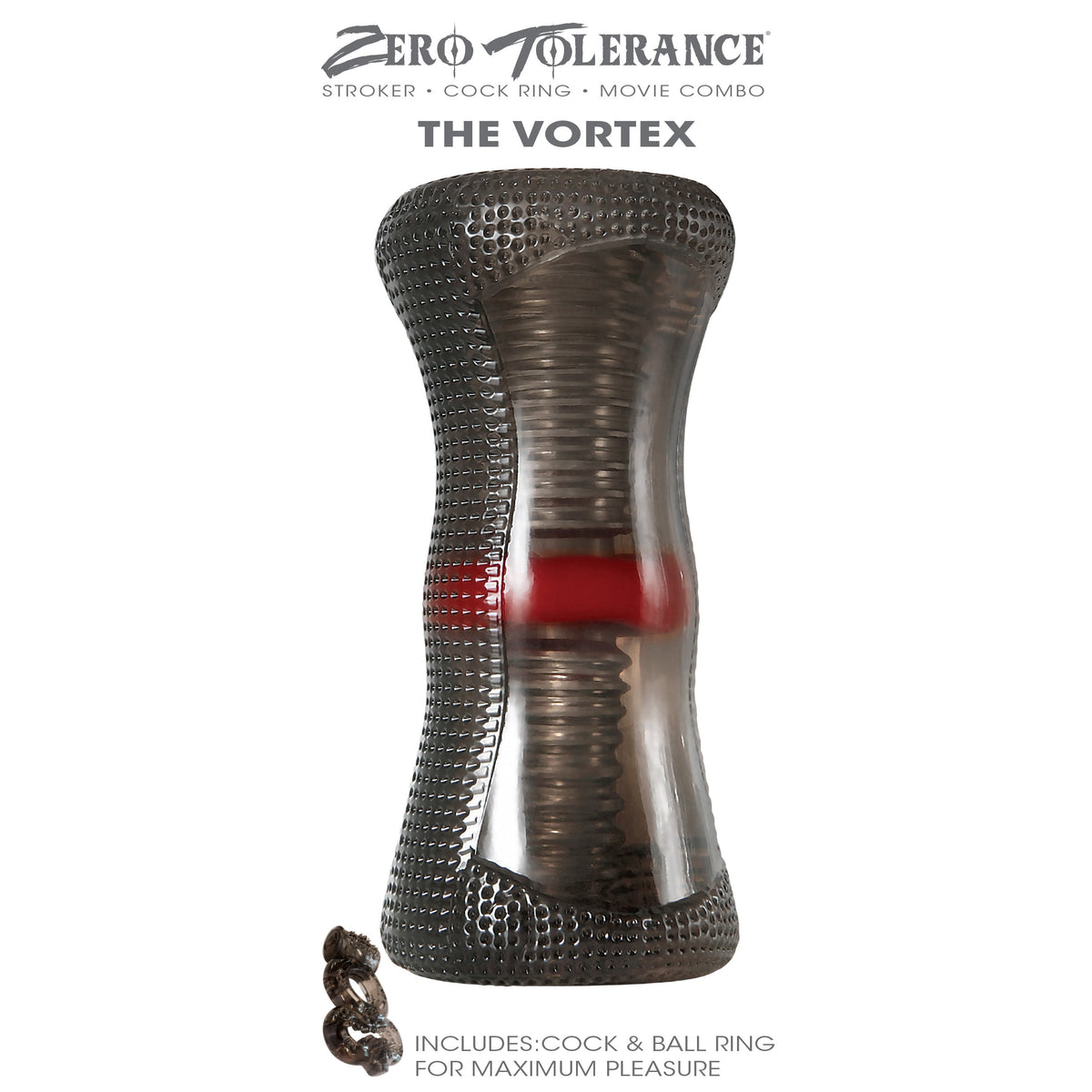 Zero Tolerance - The Vortex Soft Stroker with Vibrating Cock Ring (Black) - Black - Masturbator Soft Stroker (Non