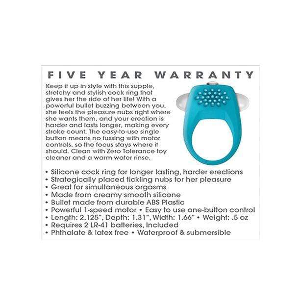Zero Tolerance - Teal Tickler Vibrating Cock Ring (Blue) Silicone Cock Ring (Vibration) Non Rechargeable 844477013282 CherryAffairs