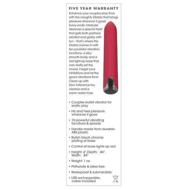 Zero Tolerance - Diablo Bullet Vibrator (Red) Bullet (Vibration) Non Rechargeable 844477013381 CherryAffairs