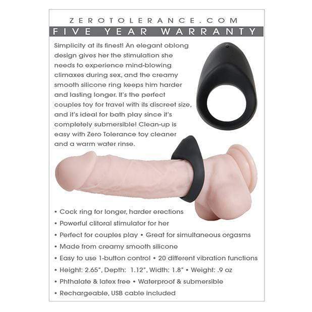 Zero Tolerance - Night Rider Vibrating Cock Ring (Black) Silicone Cock Ring (Vibration) Rechargeable 844477013411 CherryAffairs