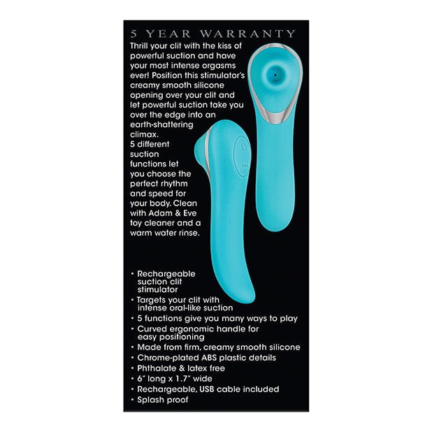 Adam & Eve - The French Kiss Her Suction Clitoral Stimulator (Teal) Clit Massager (Vibration) Rechargeable 625418390 CherryAffairs