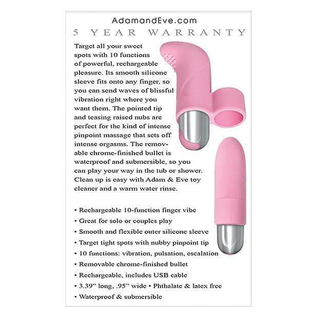 Adam & Eve - Silicone Rechargeable Finger Vibrator (Pink) Clit Massager (Vibration) Rechargeable 844477014111 CherryAffairs
