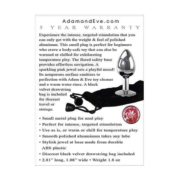 Adam & Eve - Pink Gem Anal Plug Small (Silver) Metal Anal Plug (Non Vibration) 844477014562 CherryAffairs