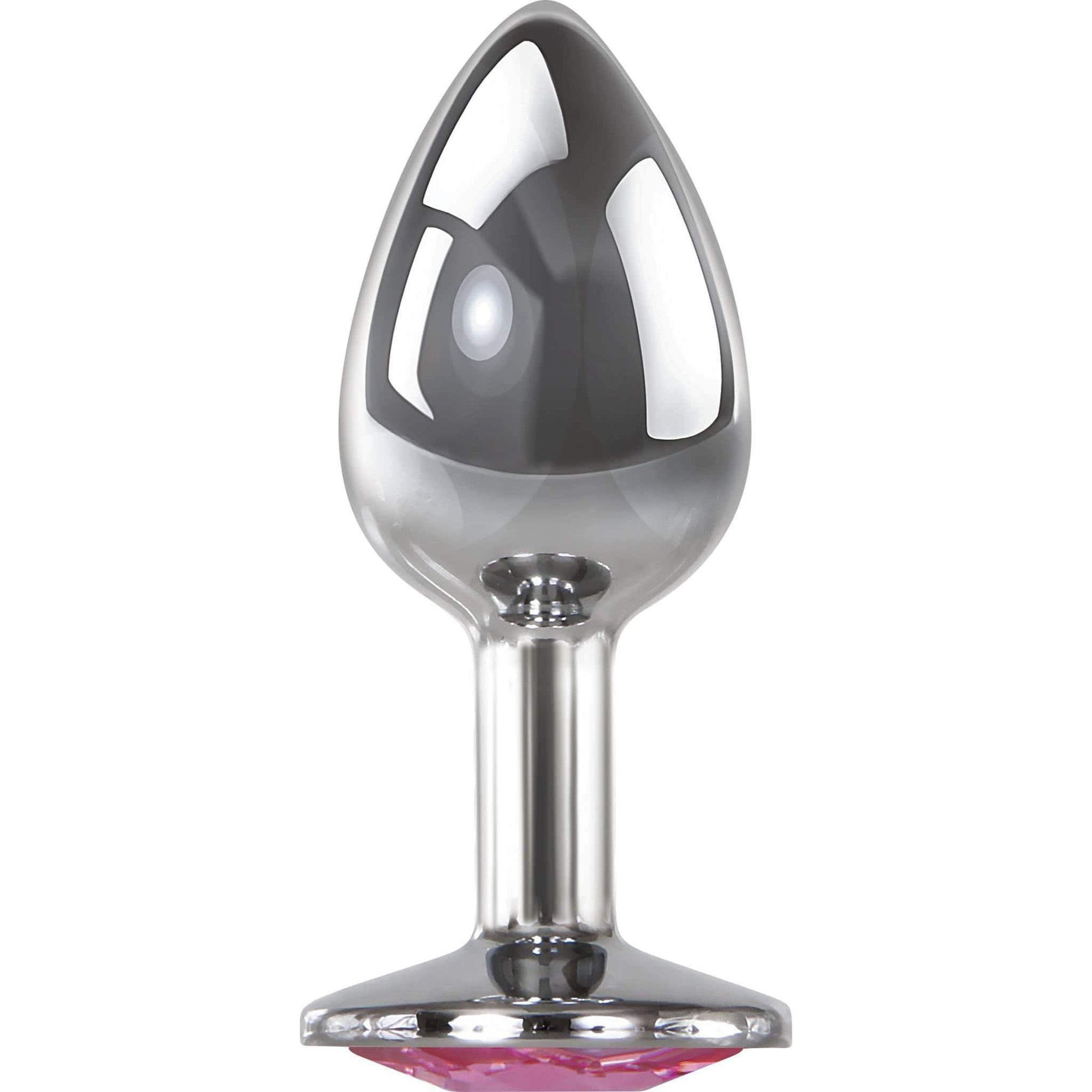 Adam & Eve - Pink Gem Aluminium Anal Plug Medium (Silver) Metal Anal Plug (Non Vibration) 844477014579 CherryAffairs