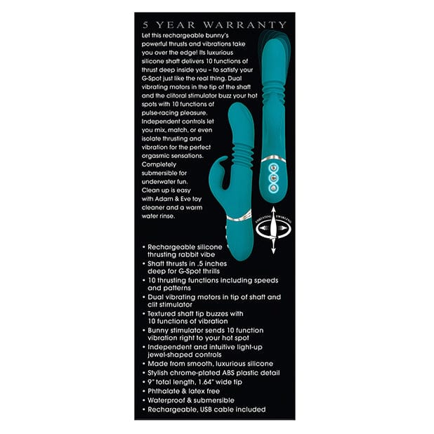 Adam & Eve - Eve's Rechargeable Thrusting Rabbit Vibrator (Green) Rabbit Dildo (Vibration) Rechargeable 625418178 CherryAffairs
