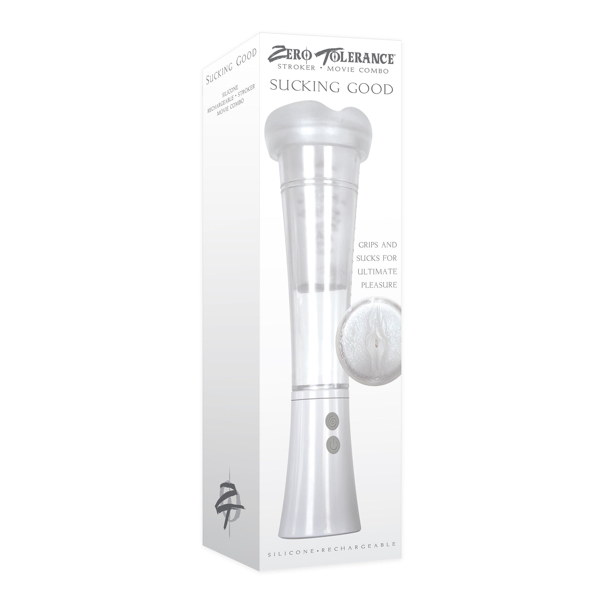 Zero Tolerance - Sucking Good Rechargeable Vacuum Suction Vibrating Masturbator Penis Pump (White) - White