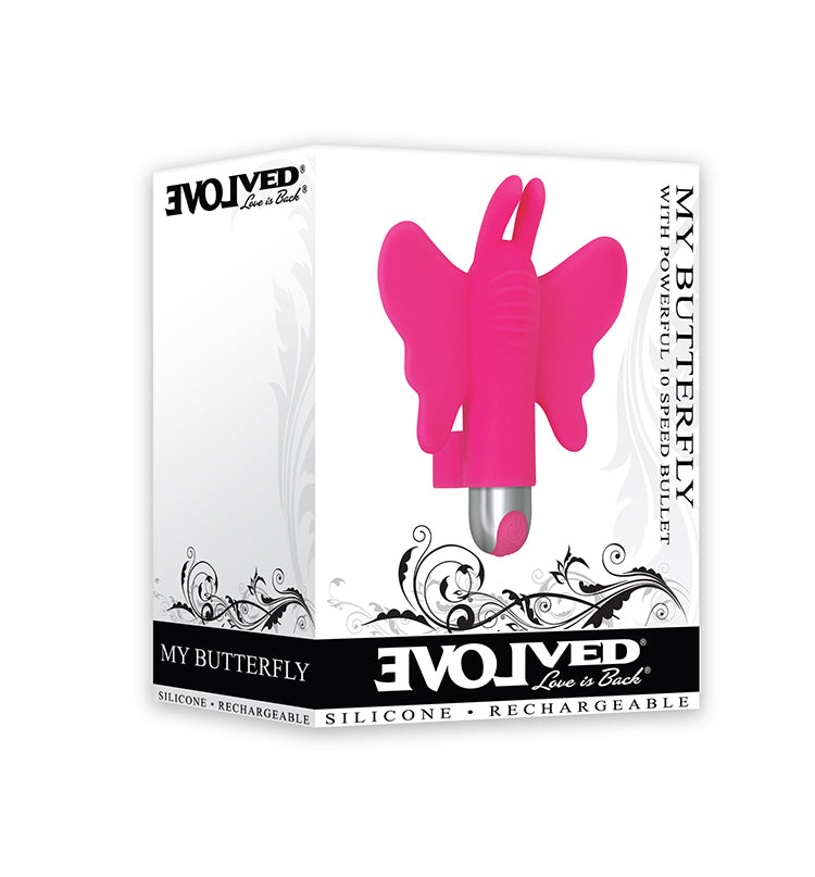Evolved - My Butterfly Silicone Bullet Finger Vibrator (Pink) - Pink - Clit Massager (Vibration) Rechargeable