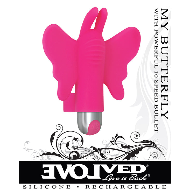 Evolved - My Butterfly Silicone Bullet Finger Vibrator (Pink) - Pink - Clit Massager (Vibration) Rechargeable