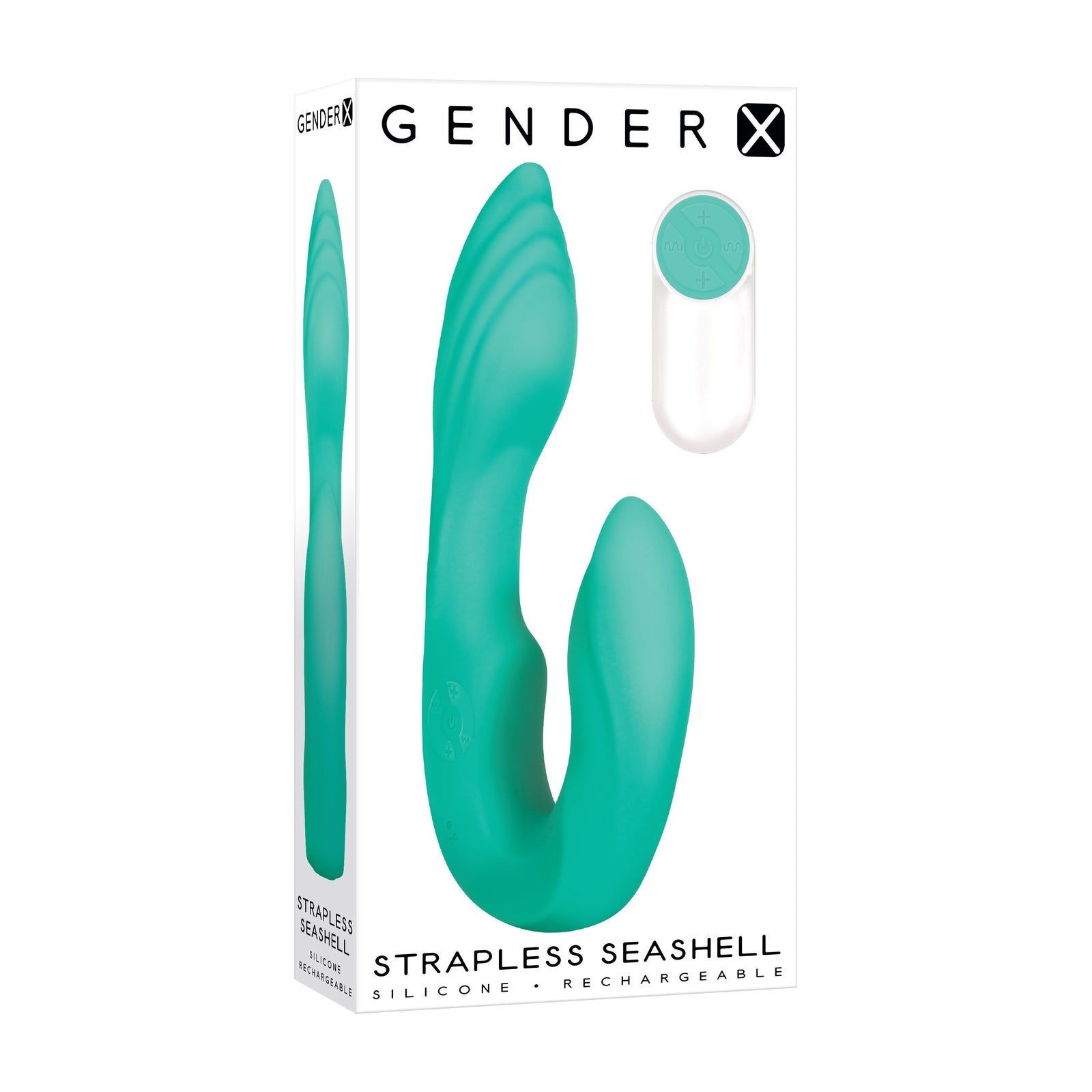 Evolved - Gender X Strapless Seashell Silicone Rechargeable Strap On (Green) - Green - Strap On with Dildo for Reverse