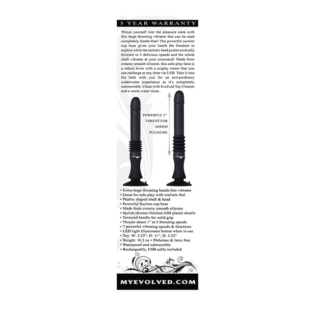 Evolved - Love Thrust Powerful Suction Cup Sex Machine Thrusting Dildo (Black) G Spot Dildo (Vibration) Rechargeable 625513608 CherryAffairs