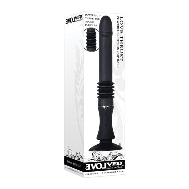 Evolved - Love Thrust Powerful Suction Cup Sex Machine Thrusting Dildo (Black) G Spot Dildo (Vibration) Rechargeable 625513608 CherryAffairs