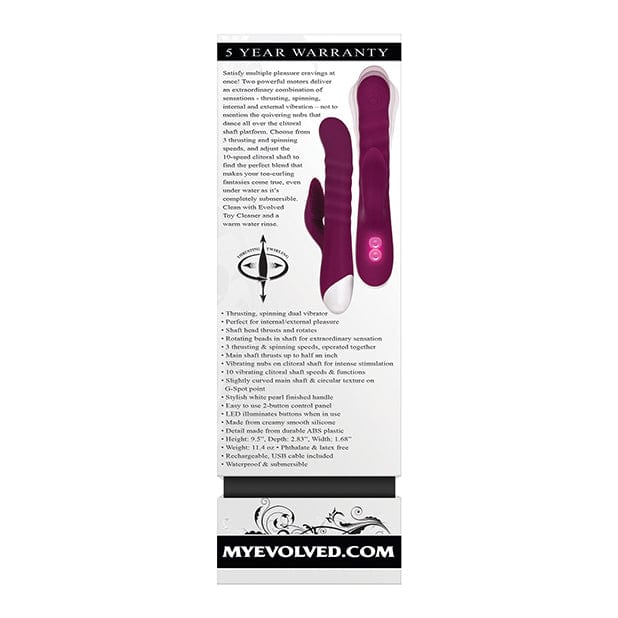 Evolved - Lovely Lucy Thrusting Spinning Rabbit Vibrator (Purple) Rabbit Dildo (Vibration) Rechargeable 625506747 CherryAffairs