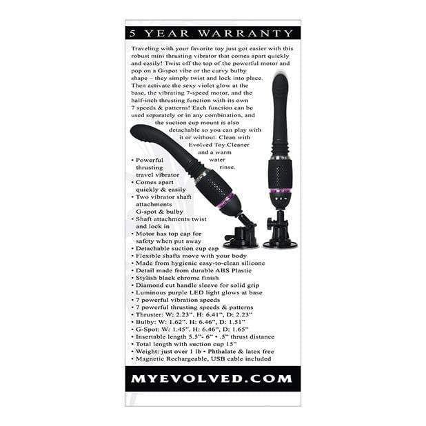Evolved - Thrust and Go Sex Machine (Black) G Spot Dildo (Vibration) Rechargeable 844477016320 CherryAffairs