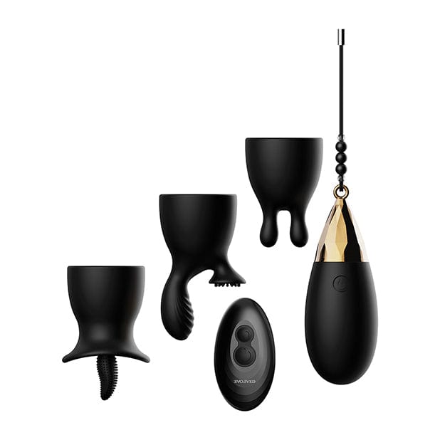 Evolved - Egg Citement Remote Control Rechargeable Egg Massager with Attachments (Black/Gold) Wireless Remote Control Egg (Vibration) Rechargeable 625508633 CherryAffairs