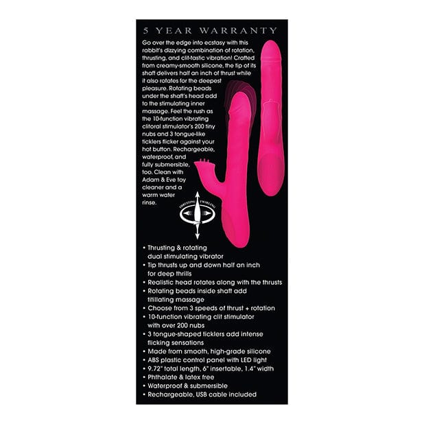 Adam & Eve - Eve's Thrusting Rotating Rabbit Flicker Dual Stimulator Rabbit Vibrator (Pink) Rabbit Dildo (Vibration) Rechargeable 625415875 CherryAffairs