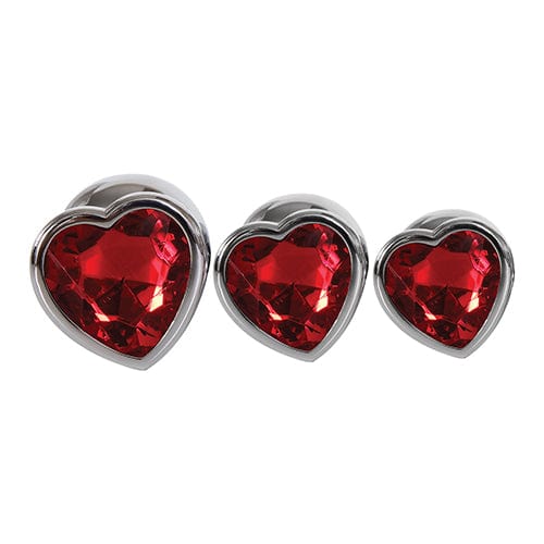 Adam & Eve - Three Hearts Gem Anal Plug Set (Silver/Red) Anal Kit (Non Vibration) 622557059 CherryAffairs